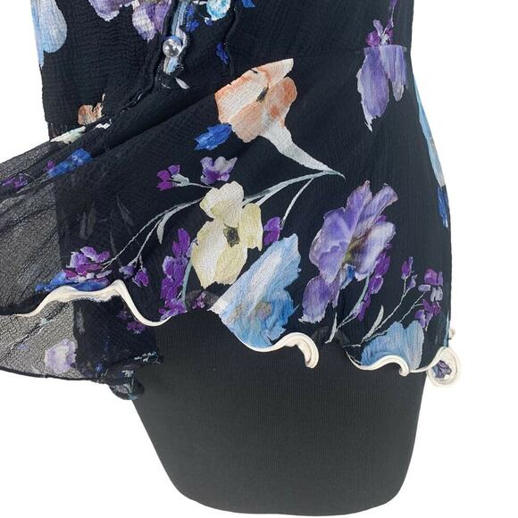 3.1 Phillip Lim 100% Silk Floral Sleeveless Button Front Ruffled Open Back Top 8 - Picture 8 of 11